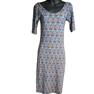 FARM RIO peacock Print Midi dress medium